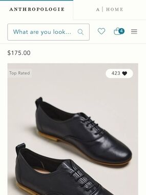 Anthropologie Black Leather Lace-Up Oxford Flats with Tan Sole